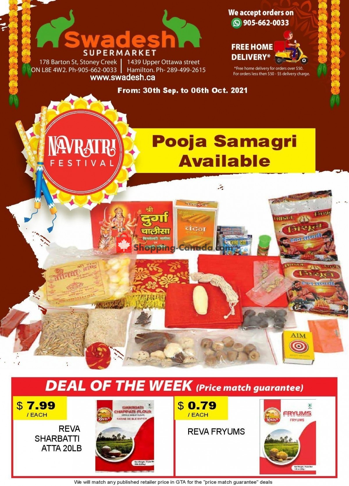 Swadesh Supermarket flyer from Thursday September 30, 2021 to Wednesday October 6, 2021 - page 1