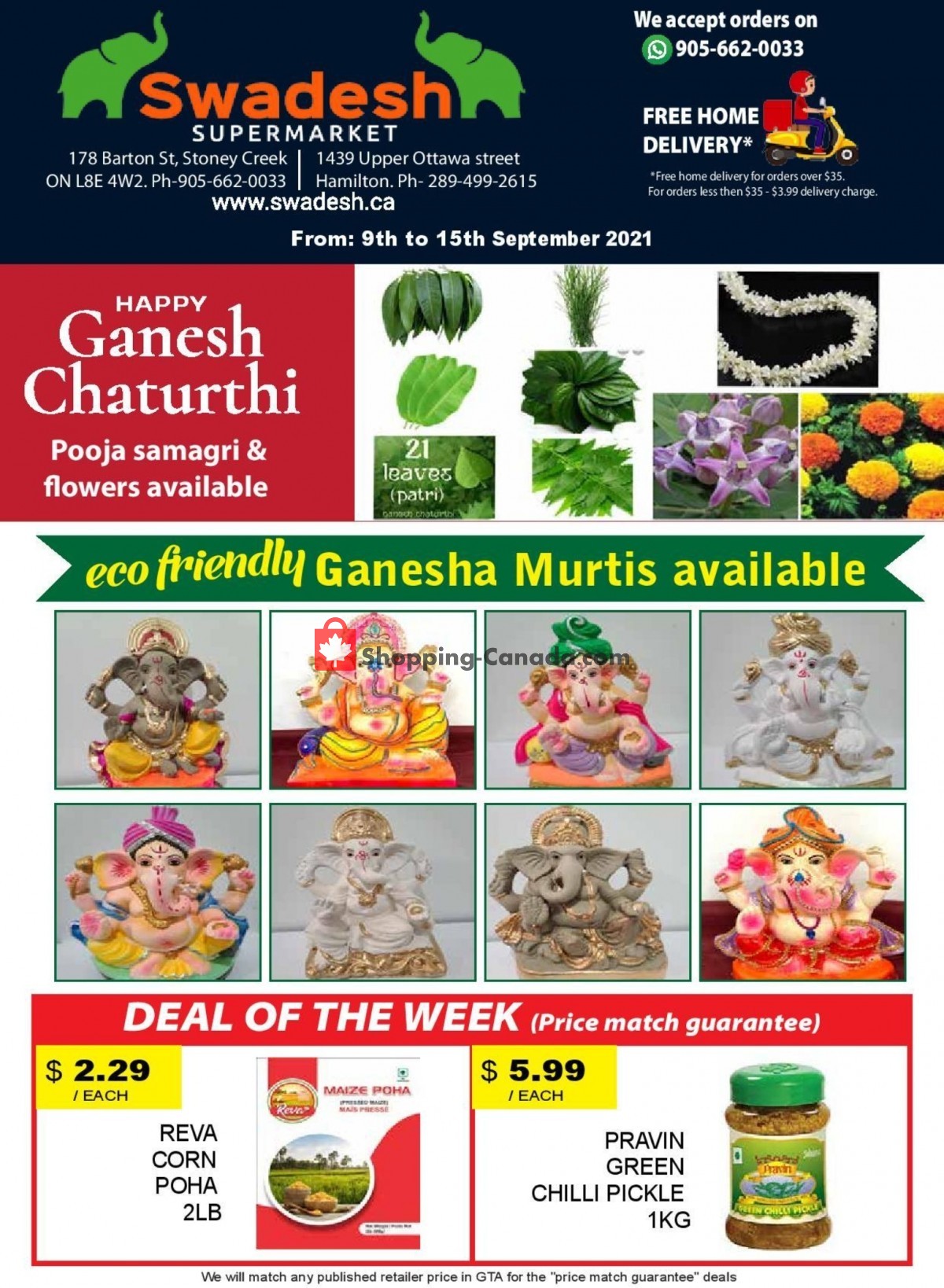 Swadesh Supermarket flyer from Thursday September 9, 2021 to Wednesday September 15, 2021 - page 1