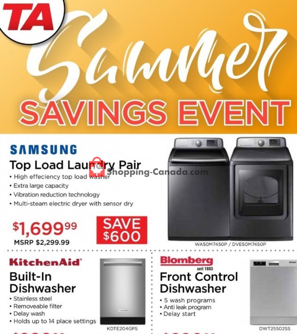 TA Appliances & Barbecues flyer from Thursday July 18, 2019 to Wednesday July 31, 2019 - page 1