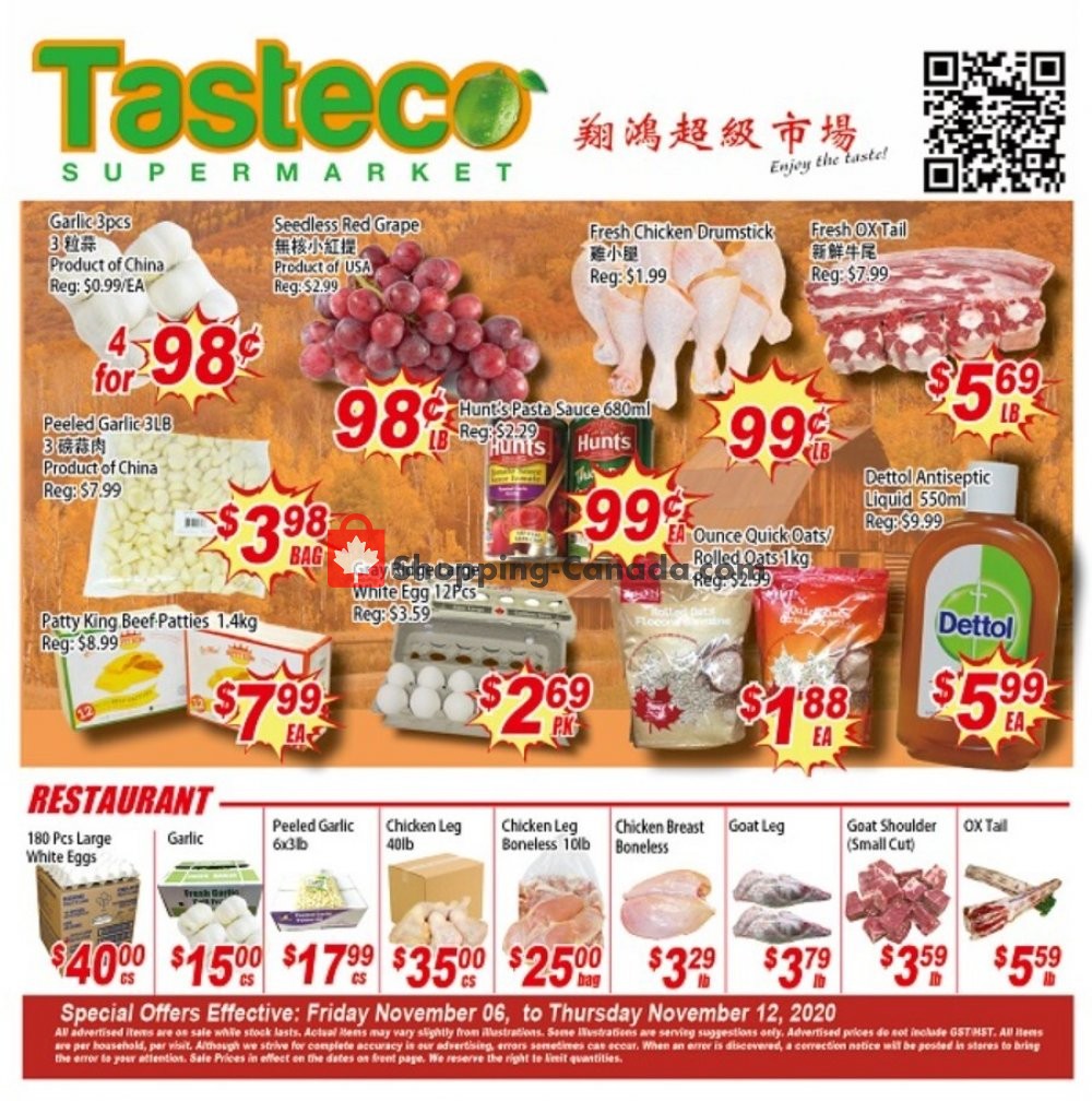 Tasteco Supermarket Canada, flyer - (Hot Offers): November ...