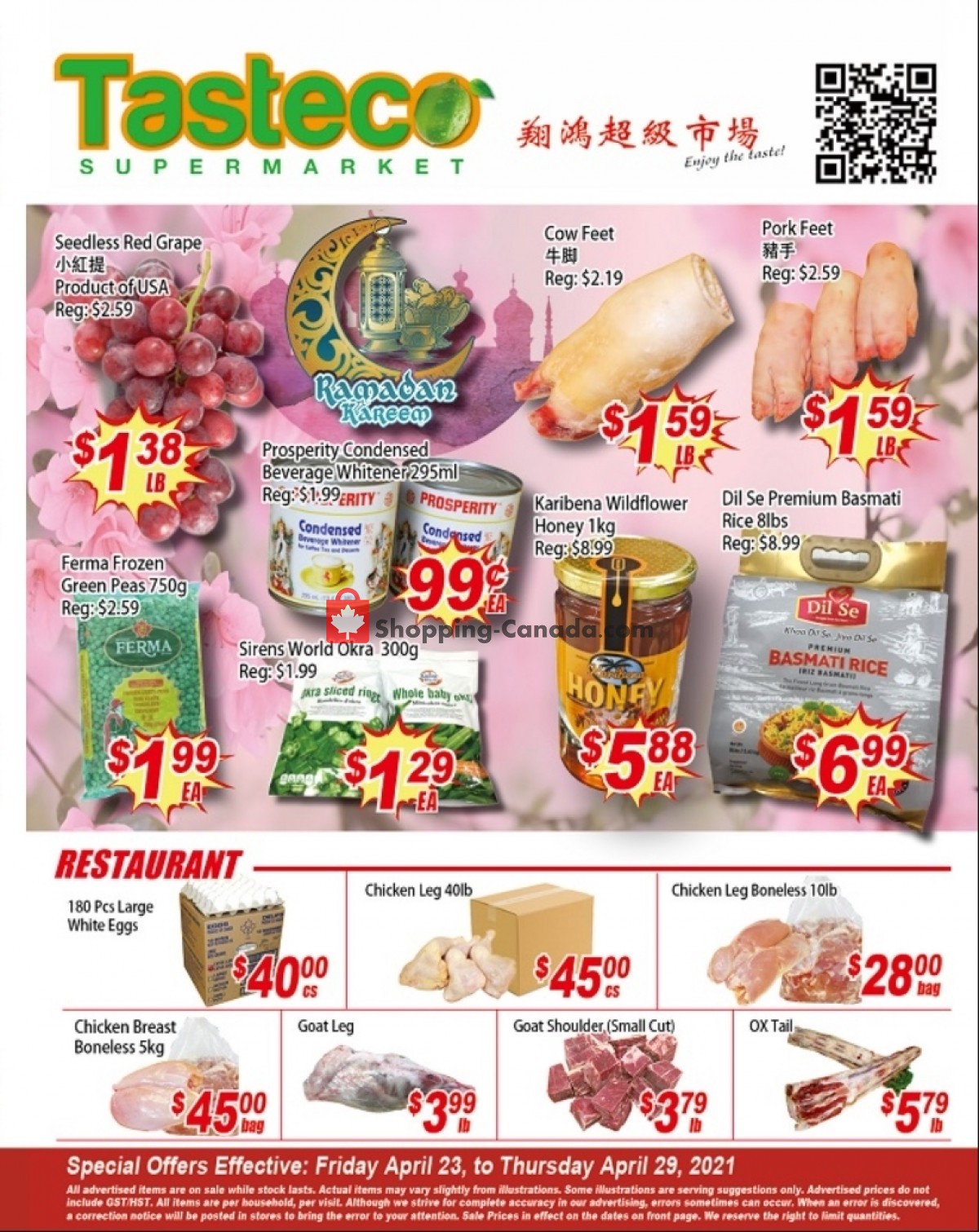 Tasteco Supermarket flyer from Friday April 23, 2021 to Thursday April 29, 2021 - page 1