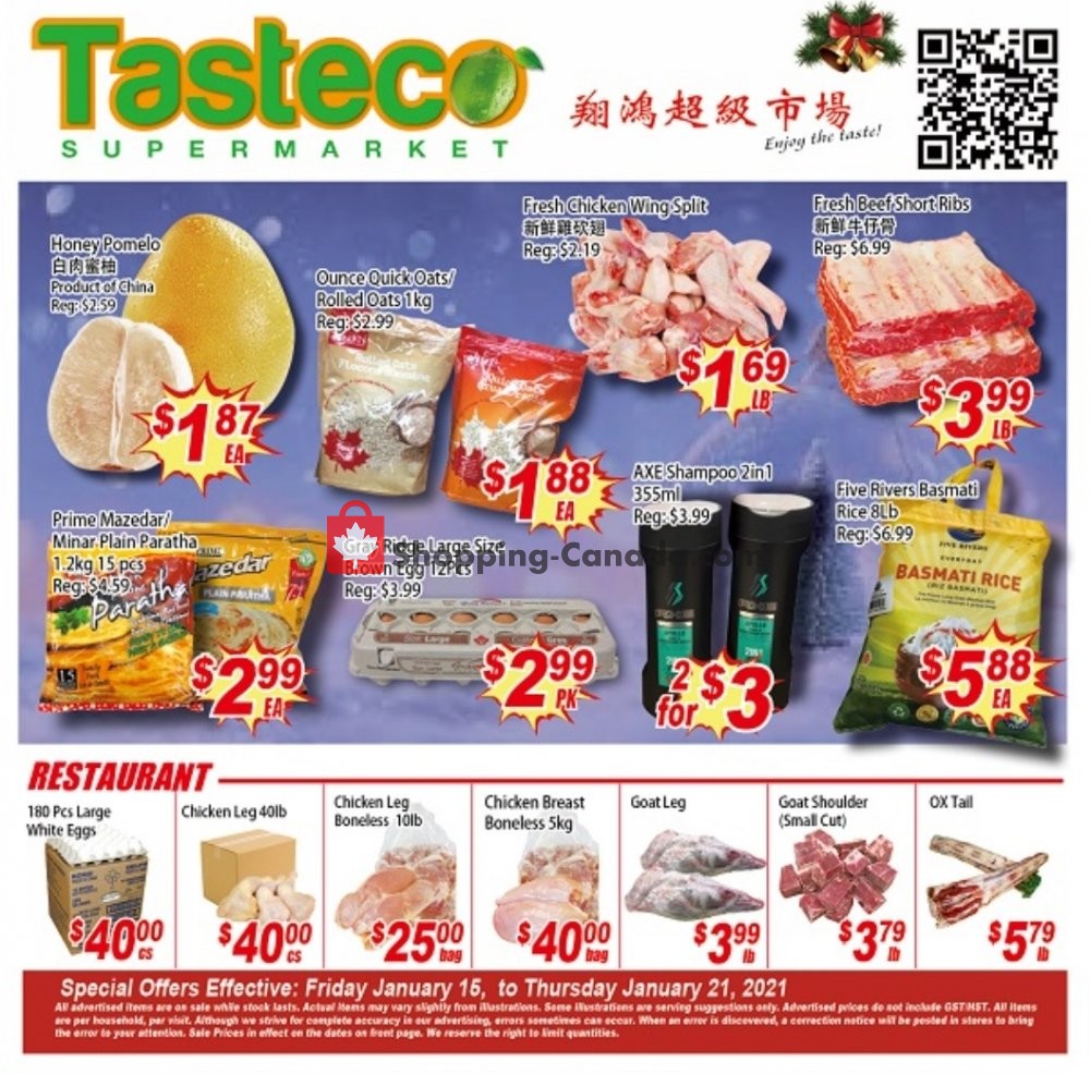 Tasteco Supermarket flyer from Friday January 15, 2021 to Thursday January 21, 2021 - page 1