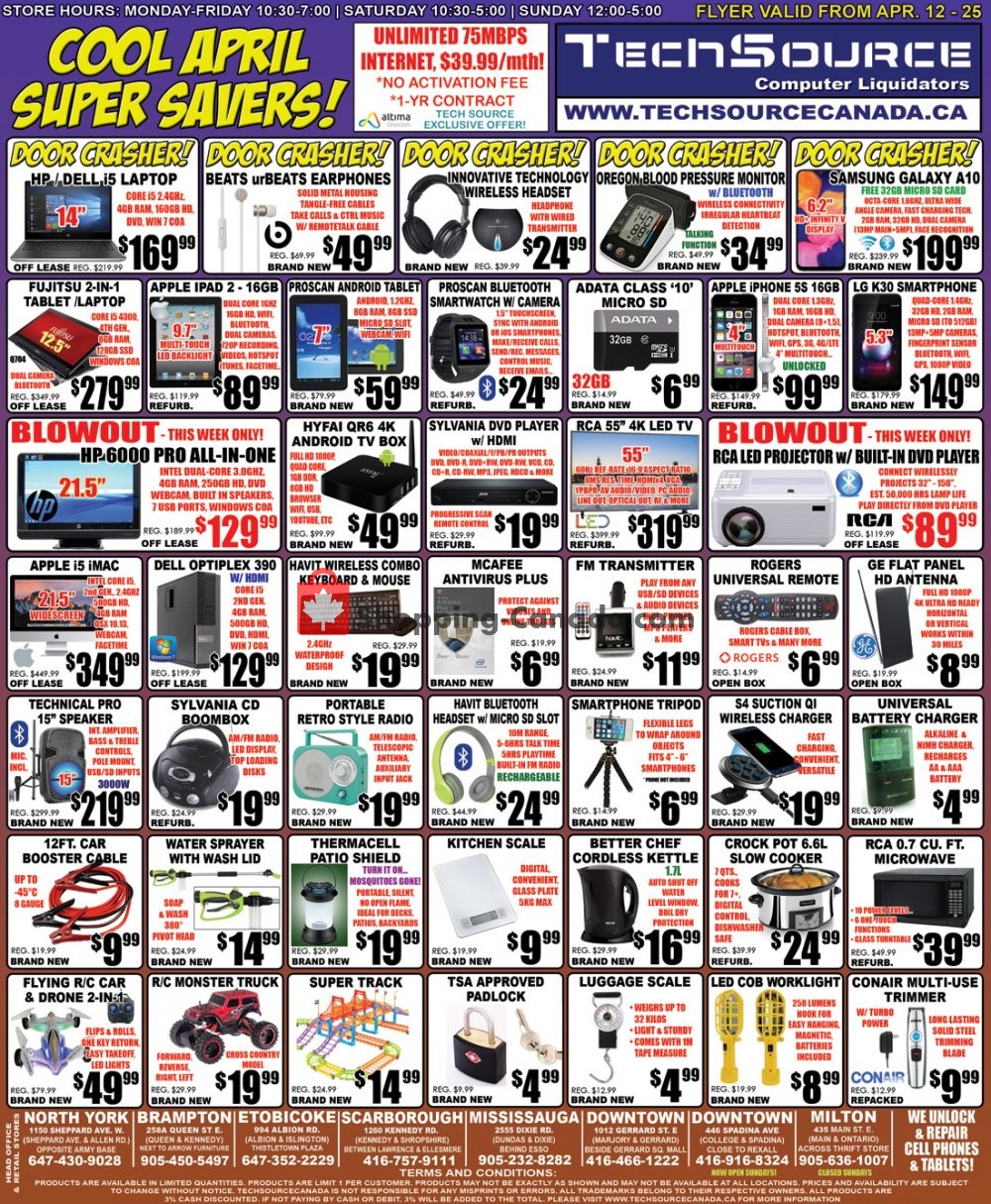 TechSource Canada flyer from Friday April 12, 2019 to Thursday April 25, 2019 - page 1