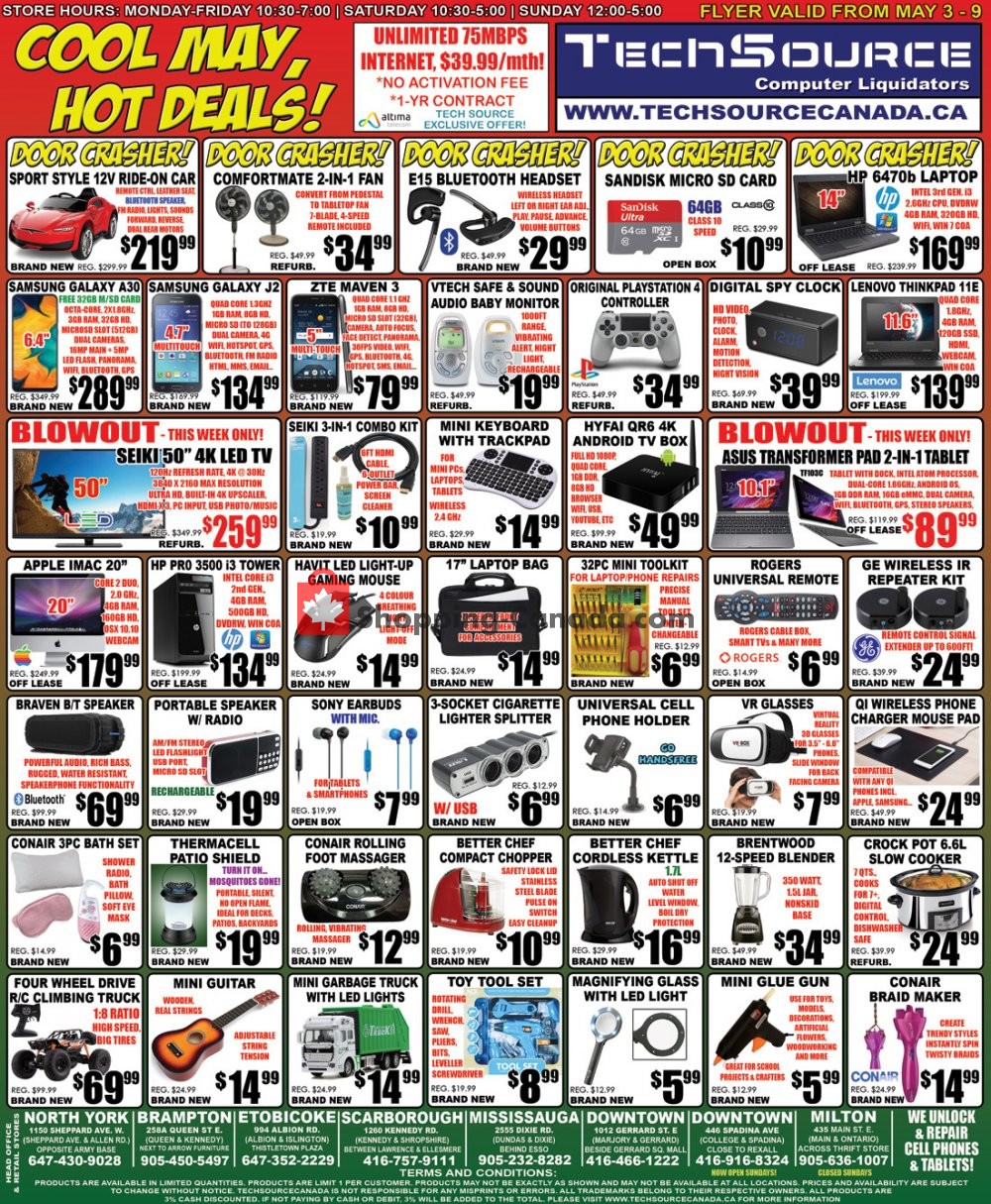 TechSource Canada flyer from Friday May 3, 2019 to Thursday May 9, 2019 - page 1