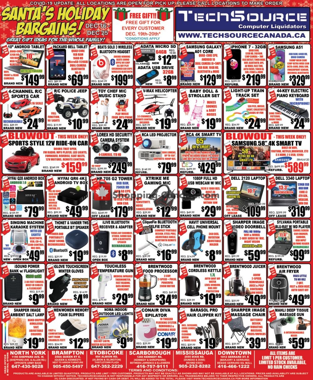 TechSource Canada flyer from Wednesday December 16, 2020 to Friday December 25, 2020 - page 1