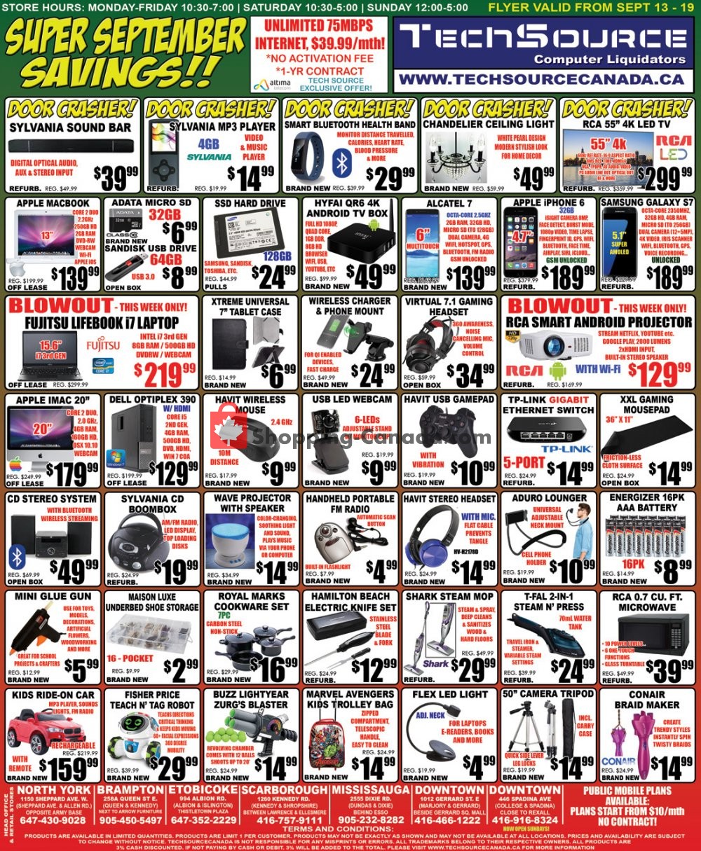 TechSource Canada flyer from Friday September 13, 2019 to Thursday September 19, 2019 - page 1
