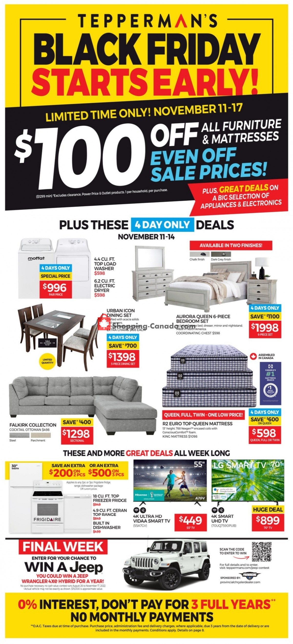 Tepperman's Canada, flyer (Black Friday Starts Early) November 11