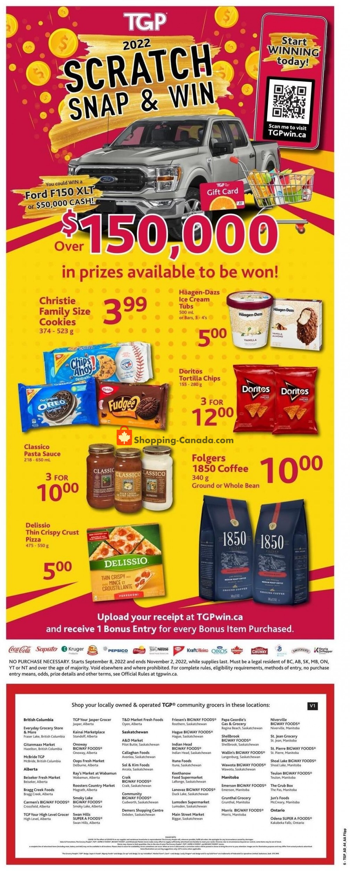 TGP Canada, flyer (Scratch, Snap & Win) October 27 November 2