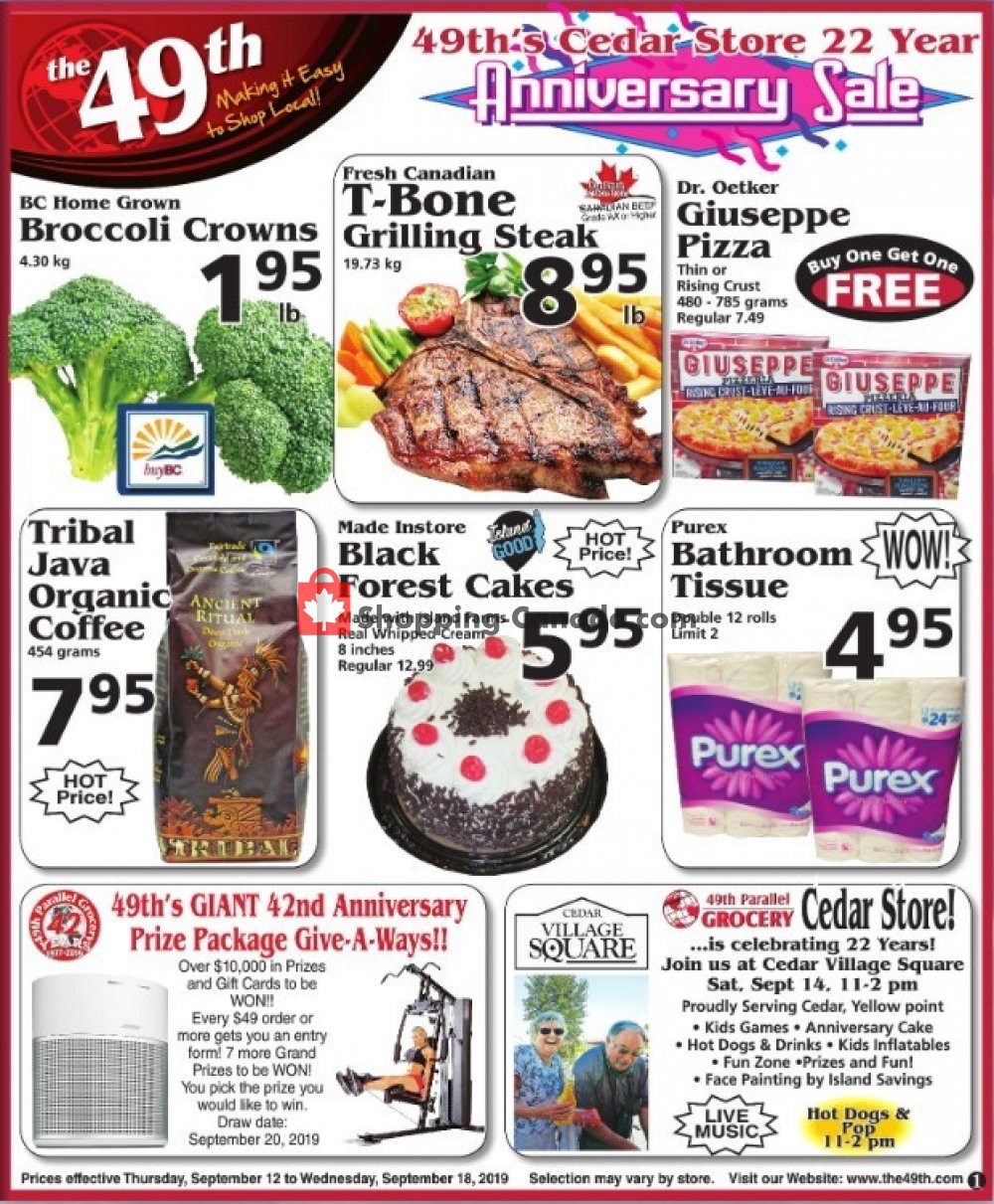 The 49th Parallel Grocery flyer from Thursday September 12, 2019 to Wednesday September 18, 2019 - page 1