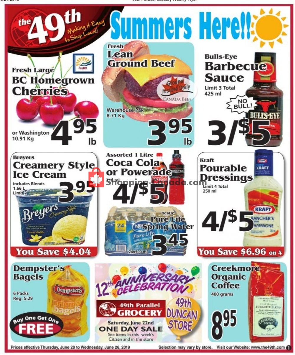 The 49th Parallel Grocery flyer from Thursday June 20, 2019 to Wednesday June 26, 2019 - page 1