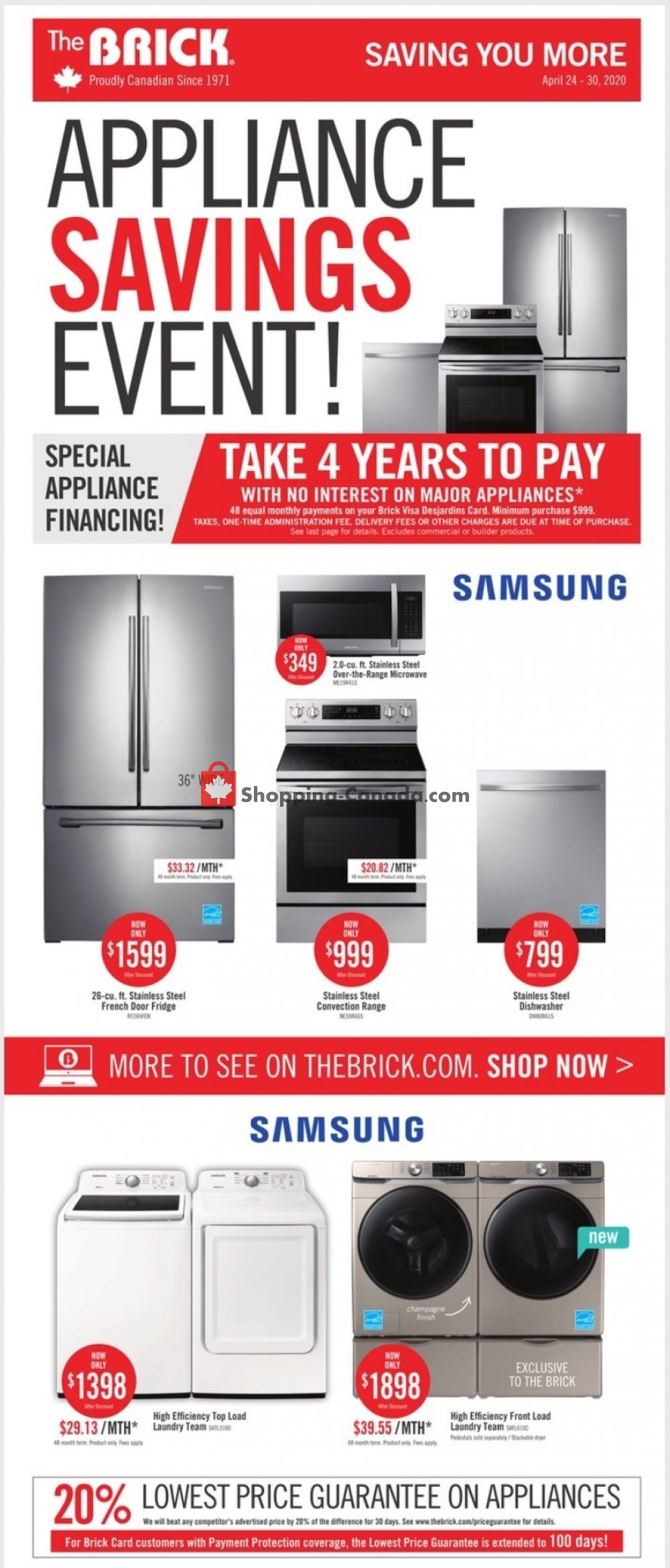 The Brick Canada, flyer (Appliance Savings Event Atlantic) April