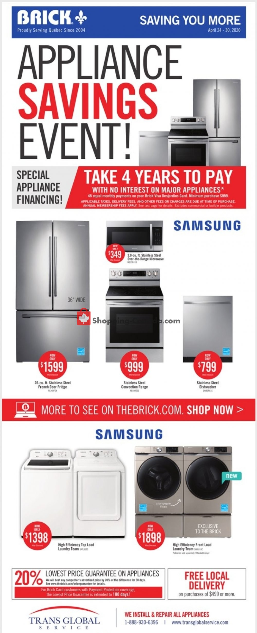 The Brick flyer from Friday April 24, 2020 to Thursday April 30, 2020 - page 1