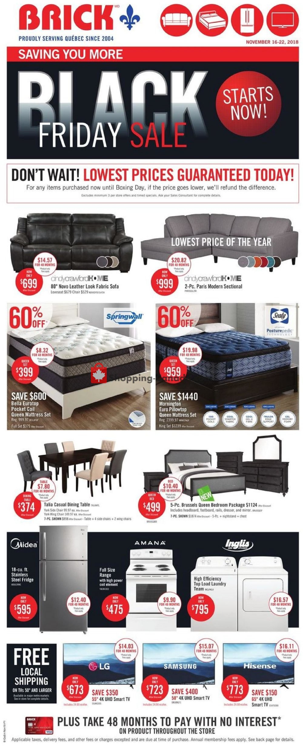 The Brick flyer from Friday November 16, 2018 to Thursday November 22, 2018 - page 1