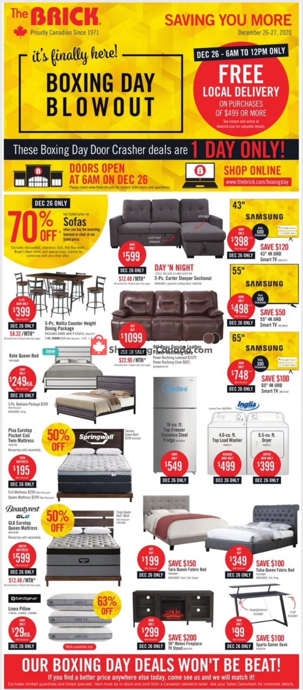 The Brick Canada, flyer (Boxing Day Blowout ON) December 21