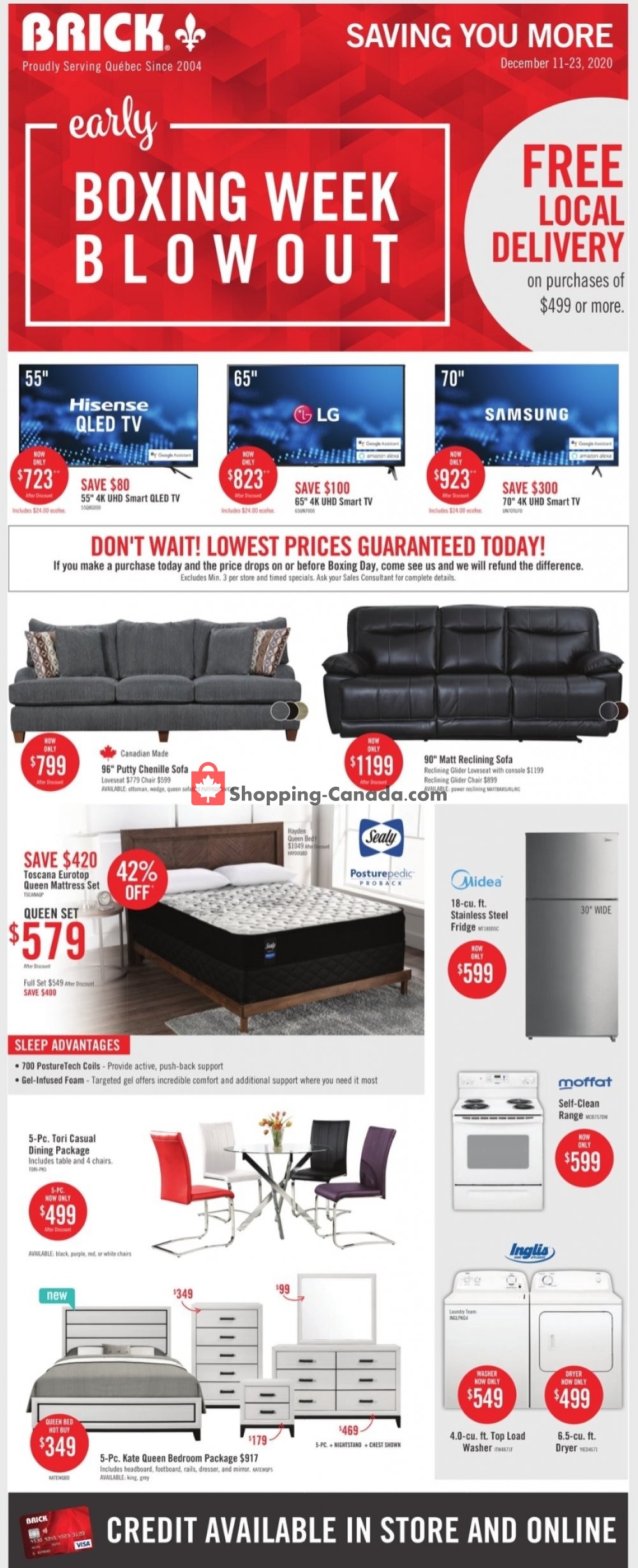 The Brick Canada, flyer (Early Boxing Week Blowout QC) December 11