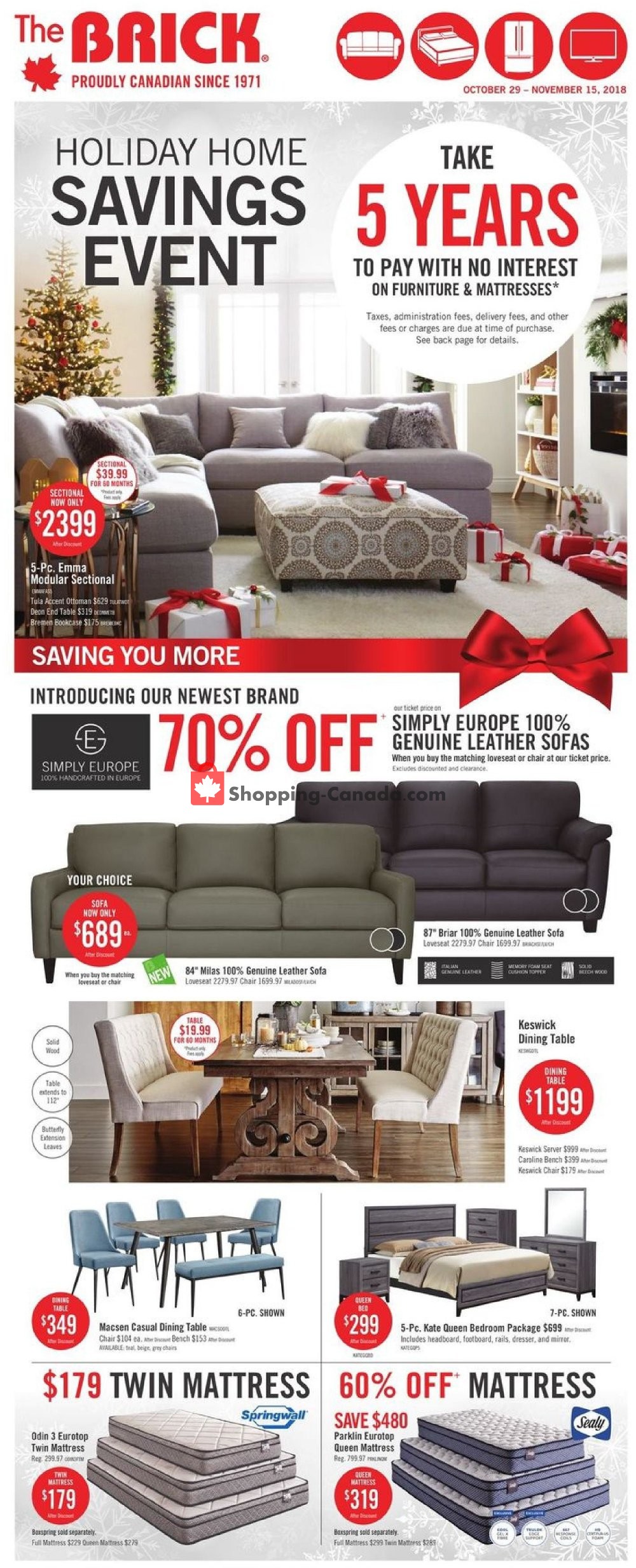 The Brick flyer from Monday October 29, 2018 to Thursday November 15, 2018 - page 1