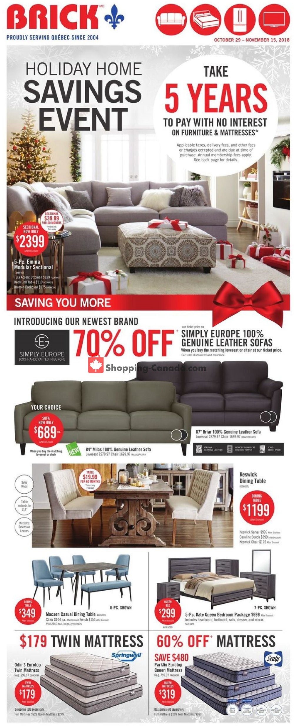 The Brick flyer from Monday October 29, 2018 to Thursday November 15, 2018 - page 1