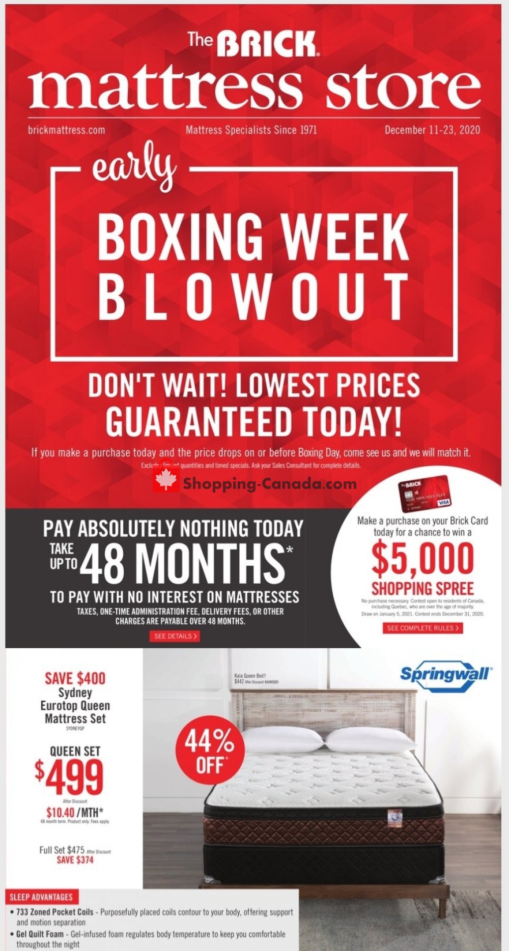 The Brick Canada, flyer (Mattress Store Early Boxing Week Blowout ON) December 11