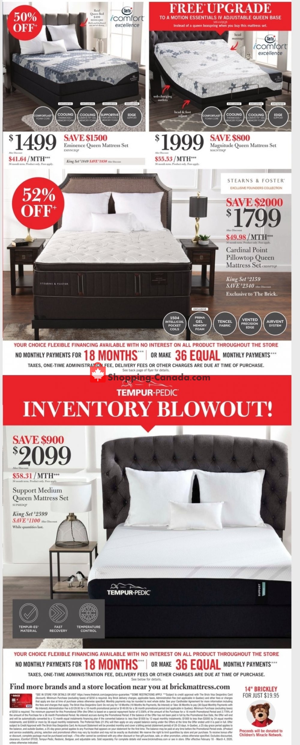 The Brick Canada, flyer (Mattress Store ON) February 18 March 5, 2020 Shopping Canada