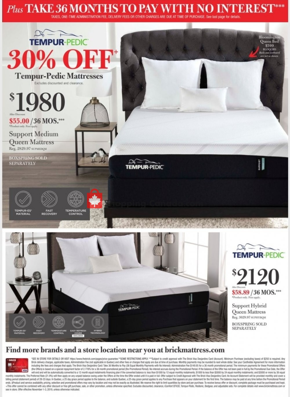 The Brick Canada, flyer (Mattress Store ON) November 1 November 3, 2019 Shopping Canada