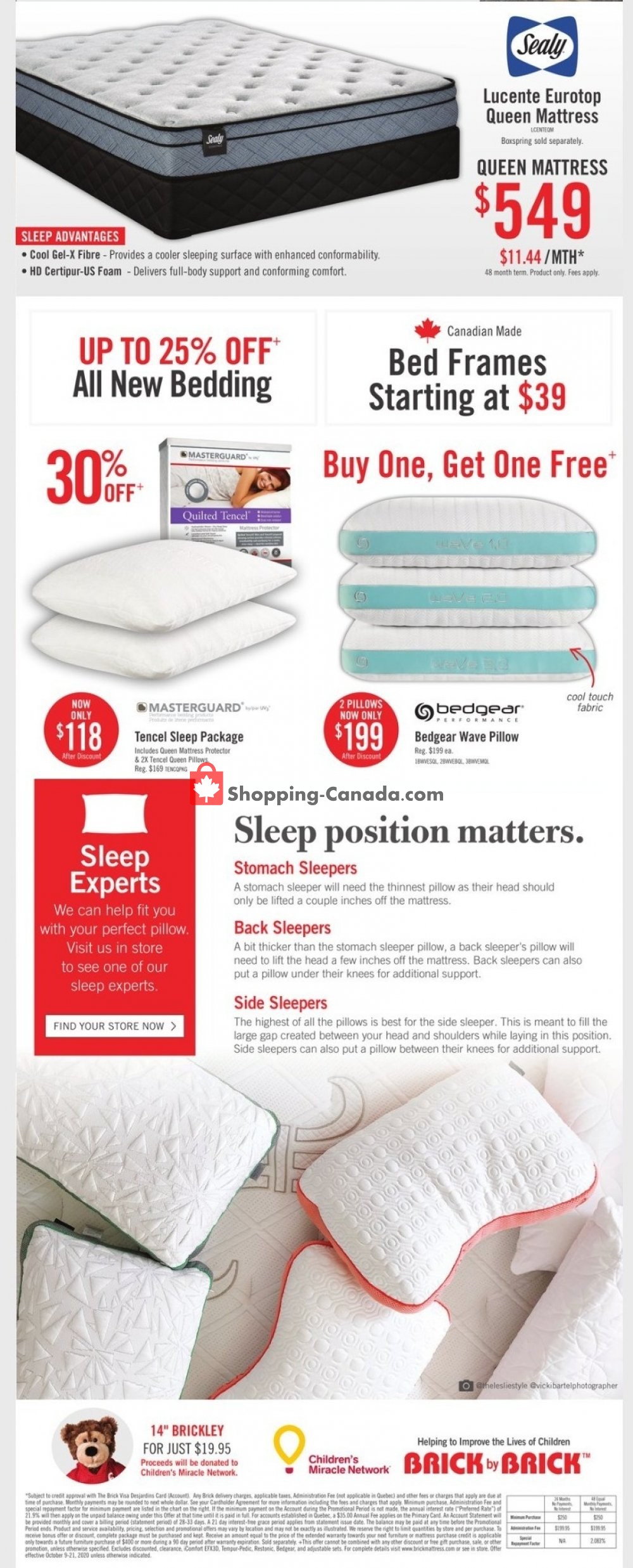 The Brick Canada, flyer (Mattress Store ON) October 9 October 22, 2020 Shopping Canada
