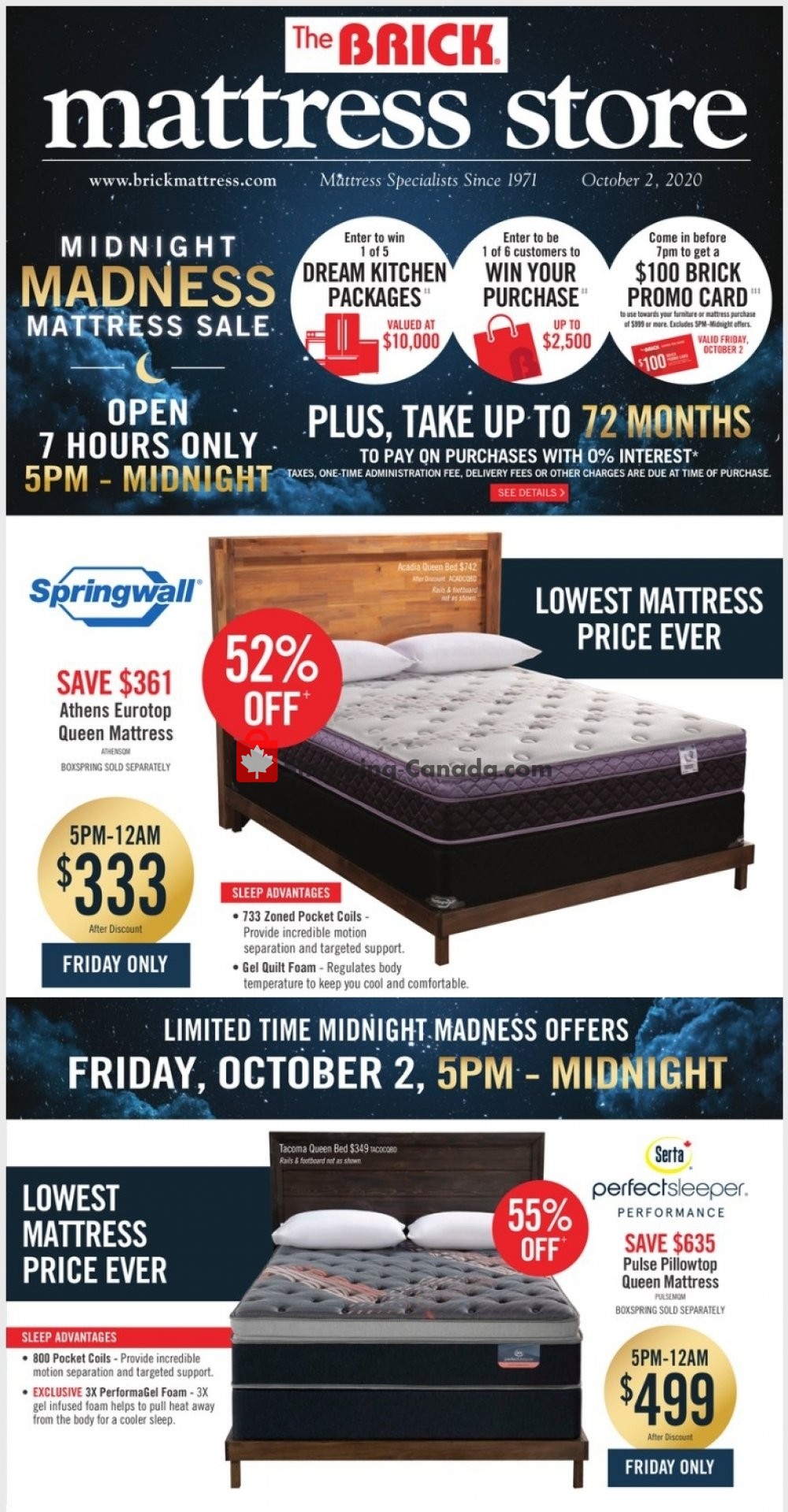 The Brick Canada, flyer (Midnight Madness Mattress Sale ON