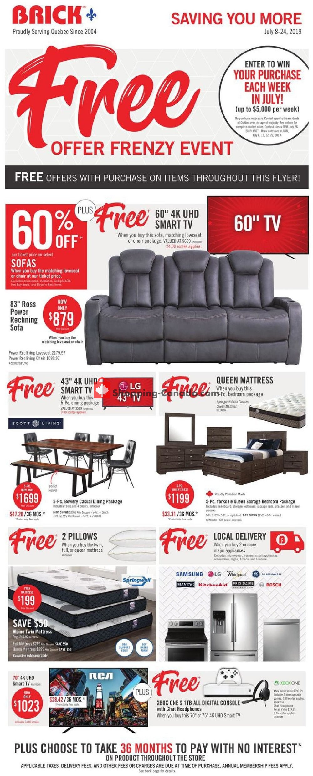 The Brick flyer from Monday July 8, 2019 to Wednesday July 24, 2019 - page 1
