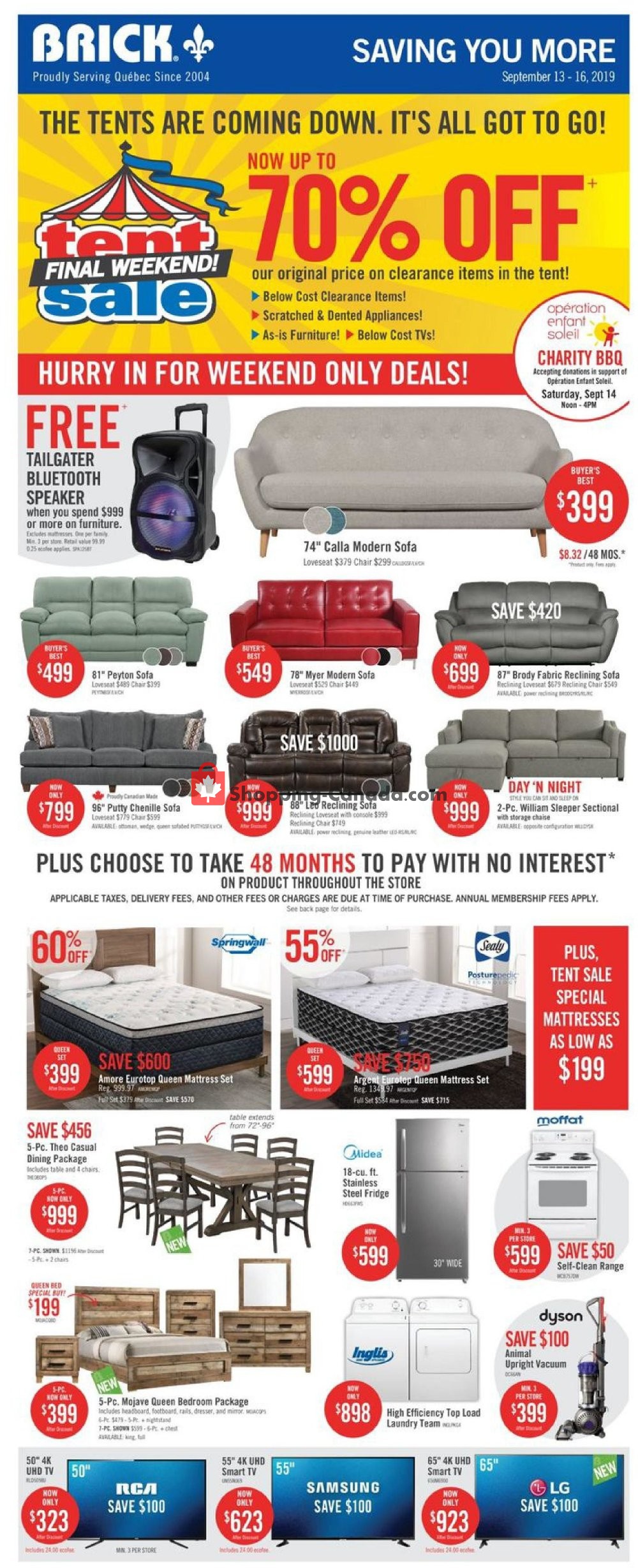 The Brick flyer from Friday September 13, 2019 to Monday September 16, 2019 - page 1