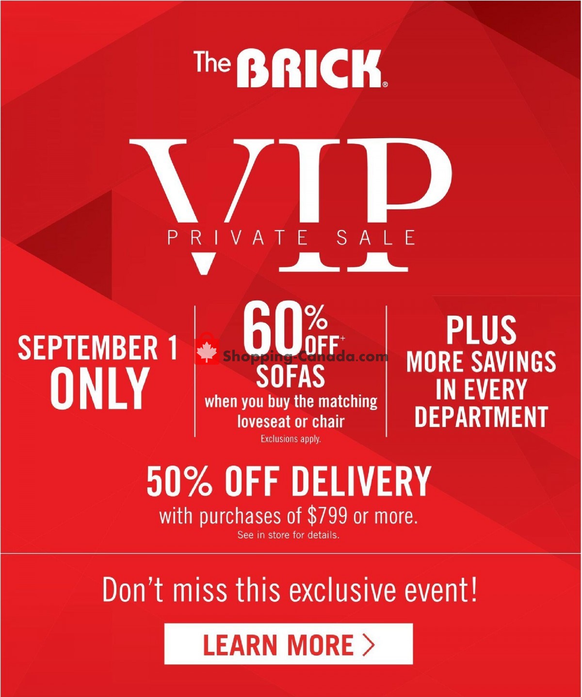 The Brick Canada, flyer (VIP Private Sale ON) September 1