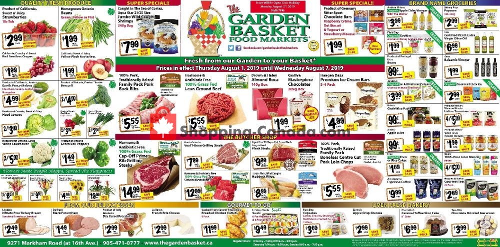 The Garden Basket flyer from Thursday August 1, 2019 to Wednesday August 7, 2019 - page 1