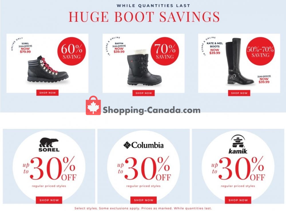 The Shoe Company Canada, flyer (Huge Boot Savings) January 23