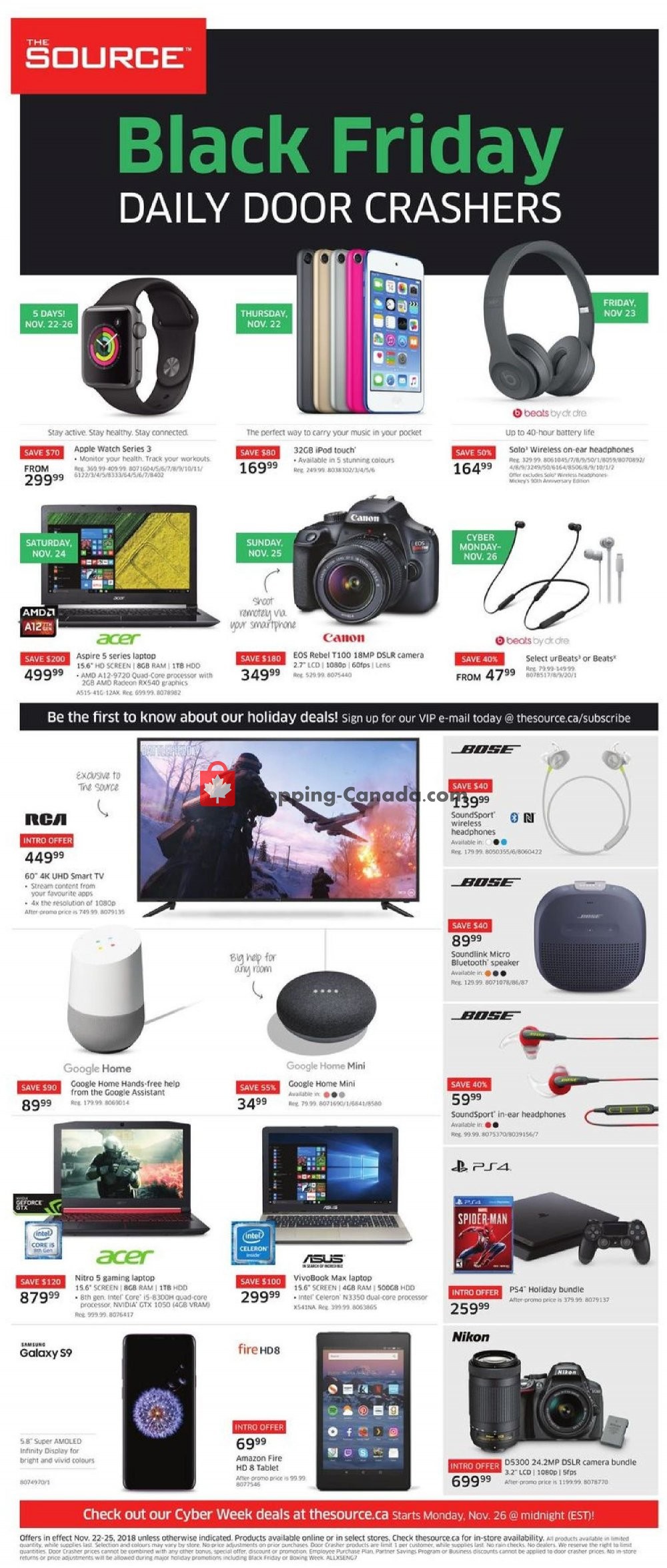 The Source Canada, flyer (Black Friday Daily Door Crashers ON) November 22 November 25 The Source Canada, flyer (Black Friday Daily Door Crashers ON) November 22 November 25