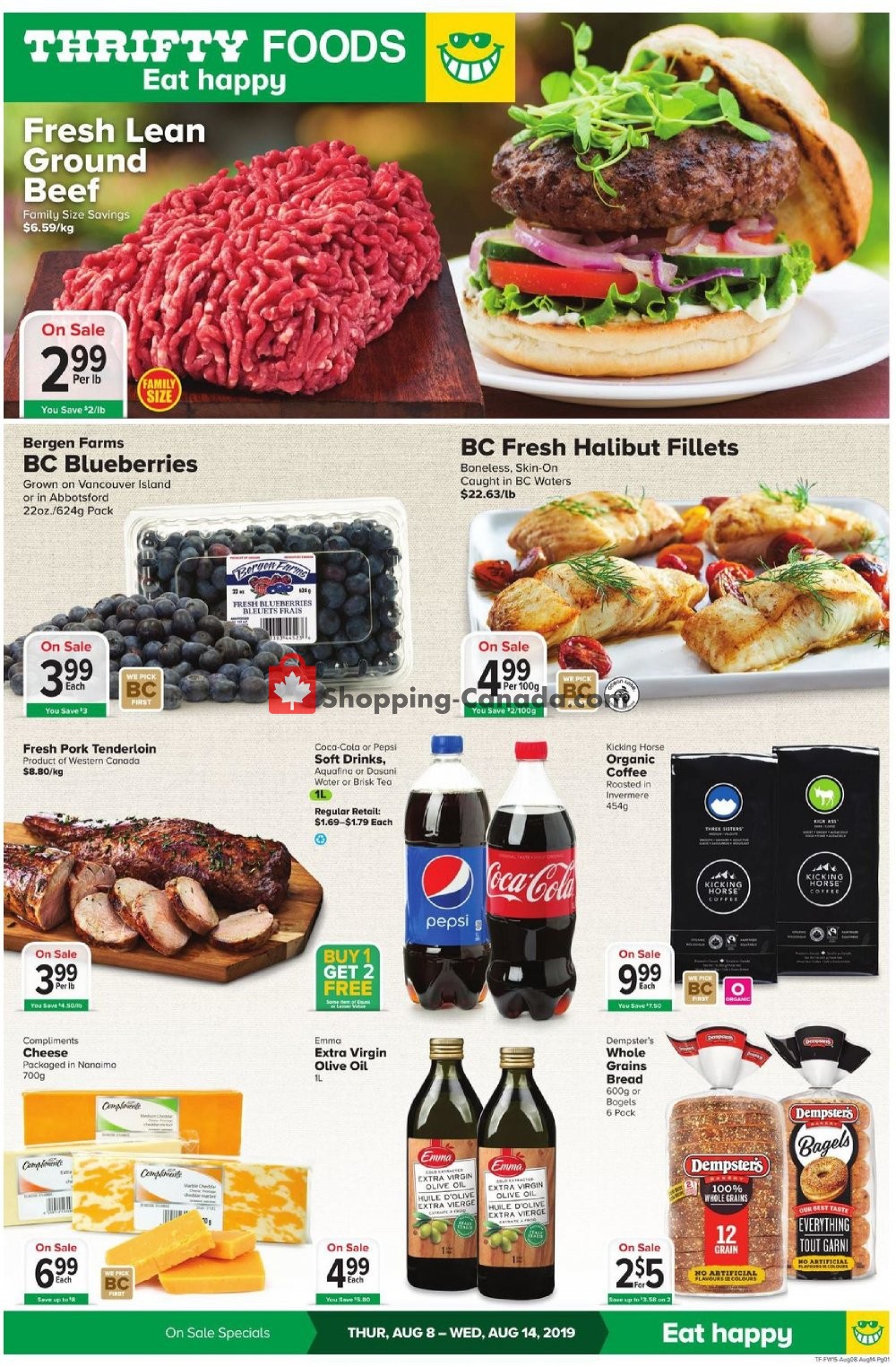 Thrifty Foods flyer from Thursday August 8, 2019 to Wednesday August 14, 2019 - page 1
