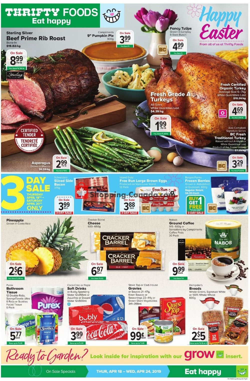 Thrifty Foods flyer from Thursday April 18, 2019 to Wednesday April 24, 2019 - page 1