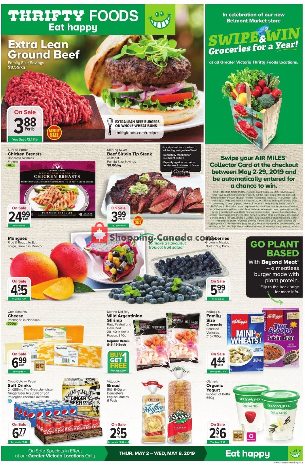 Thrifty Foods flyer from Thursday May 2, 2019 to Wednesday May 8, 2019 - page 1