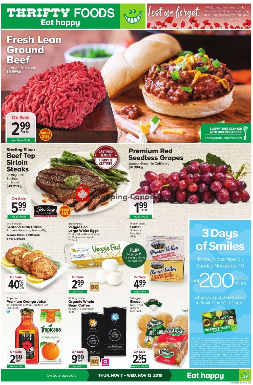 Thrifty Foods flyer from Thursday November 7, 2019 to Wednesday November 13, 2019 - page 1