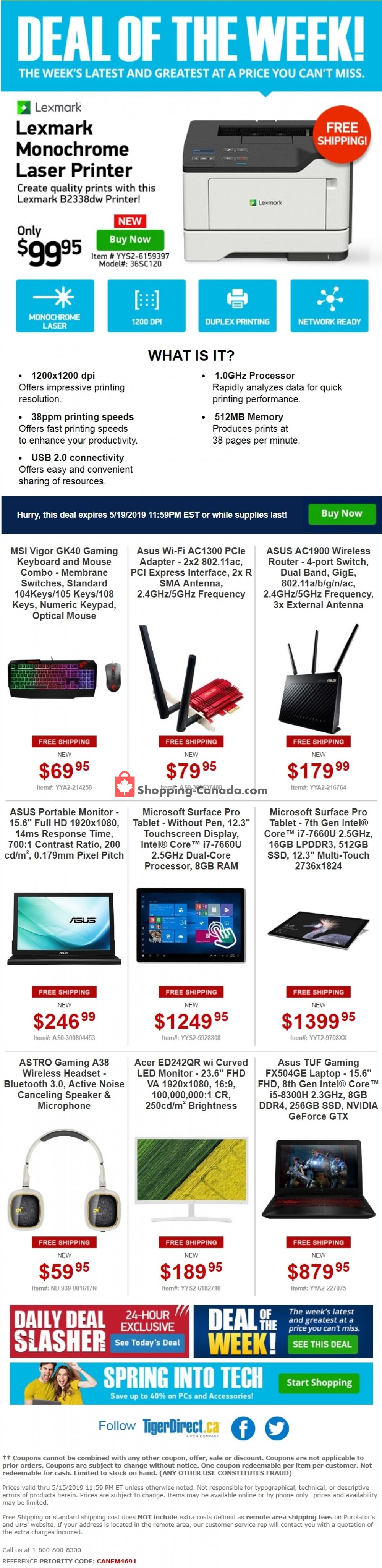 Tiger Direct flyer from Monday May 13, 2019 to Wednesday May 15, 2019 - page 1