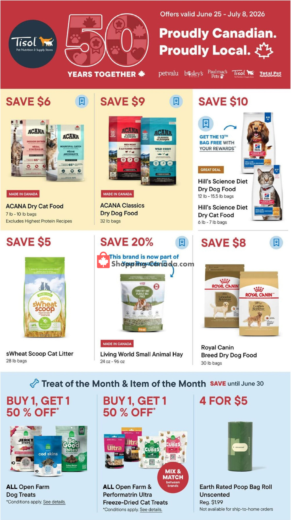 Tisol Pet Nutrition And Supply Stores flyer from Thursday June 25, 2026 to Wednesday July 8, 2026 - page 1