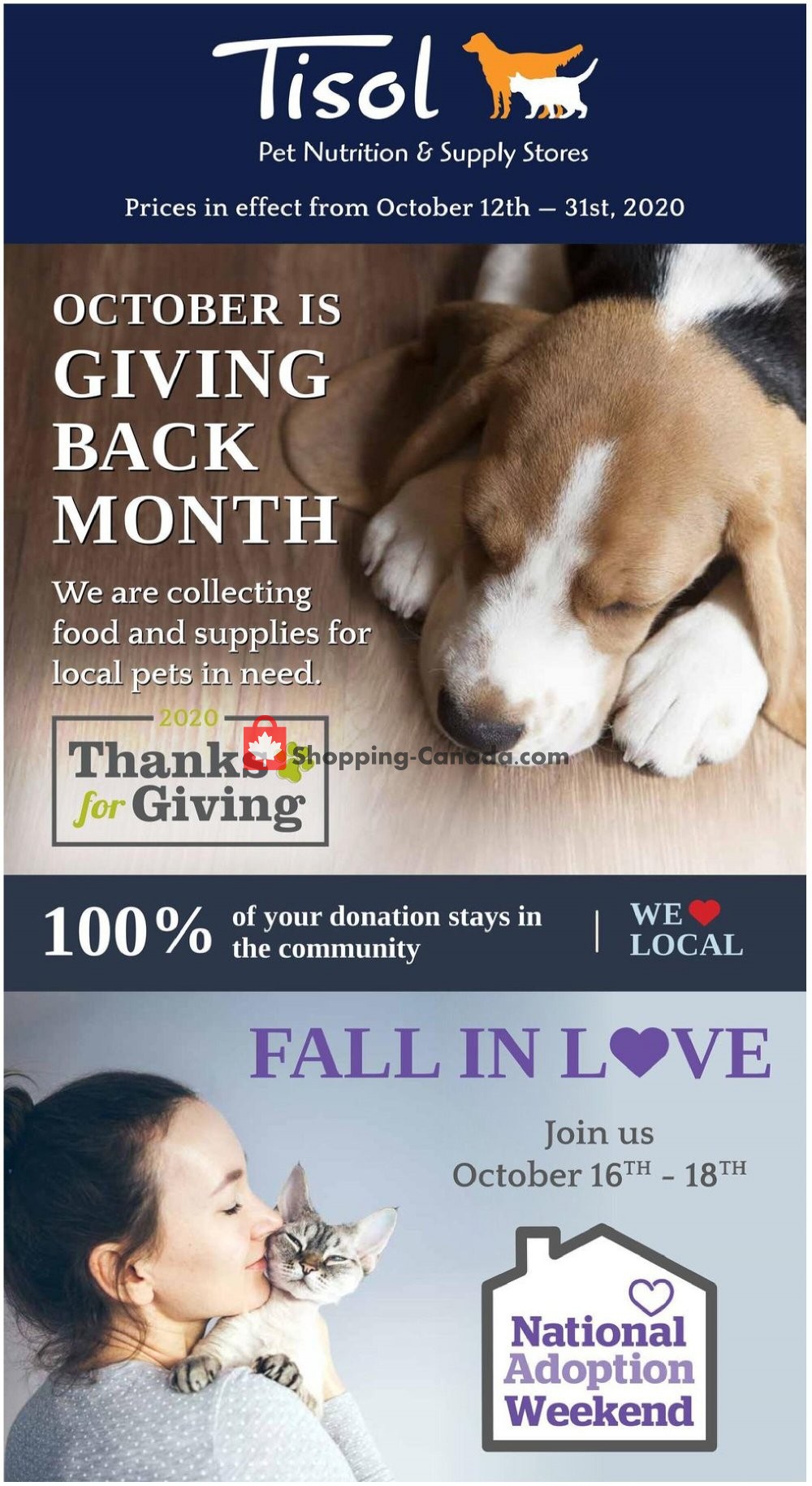 Tisol Pet Nutrition And Supply Stores flyer from Monday October 12, 2020 to Saturday October 31, 2020 - page 1