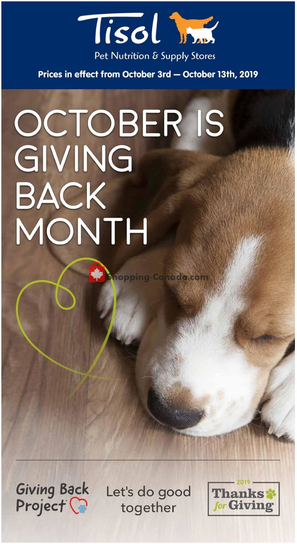 Tisol Pet Nutrition And Supply Stores flyer from Thursday October 3, 2019 to Sunday October 13, 2019 - page 1