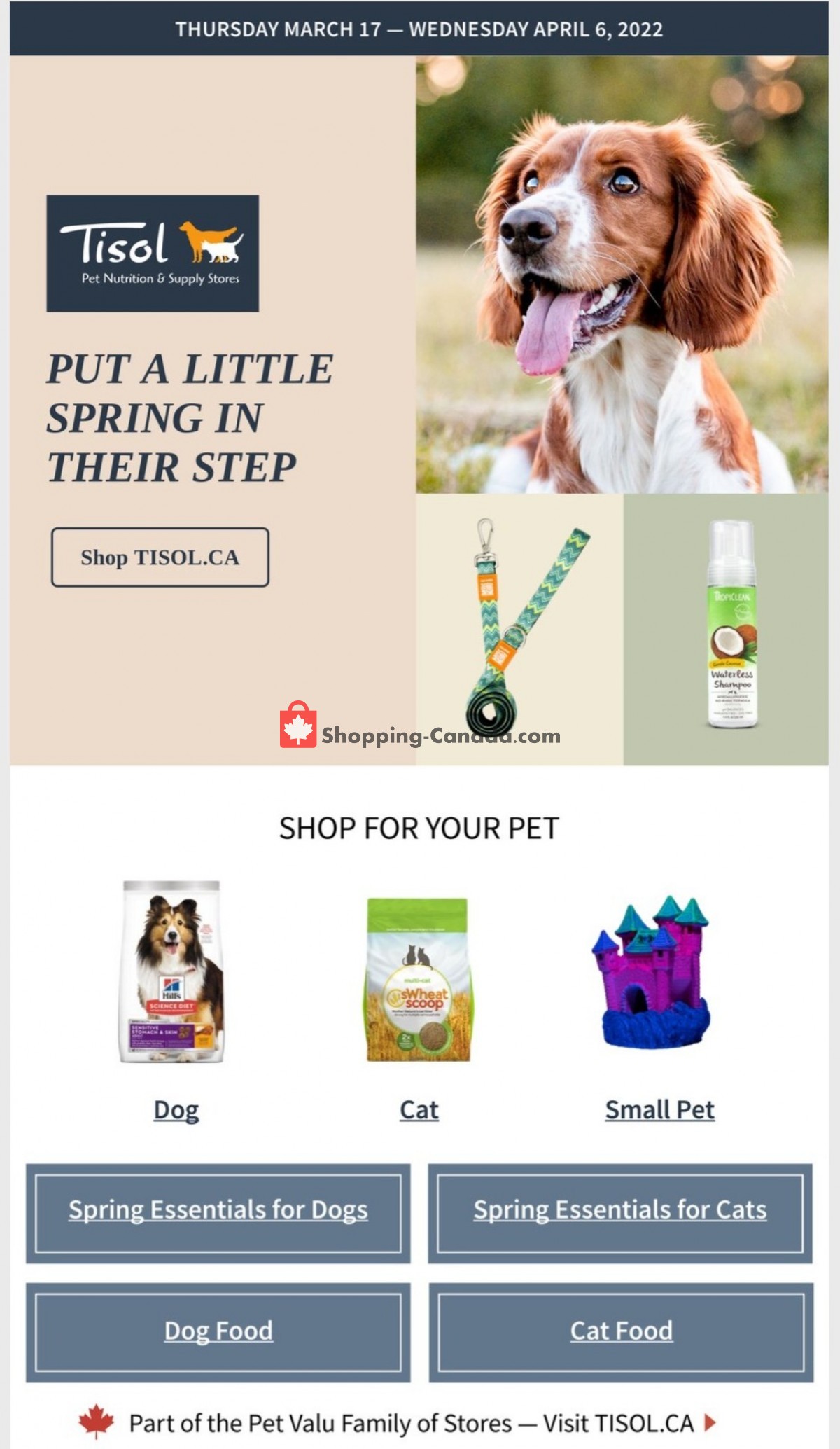 Tisol Pet Nutrition And Supply Stores Canada, flyer (Put A Little
