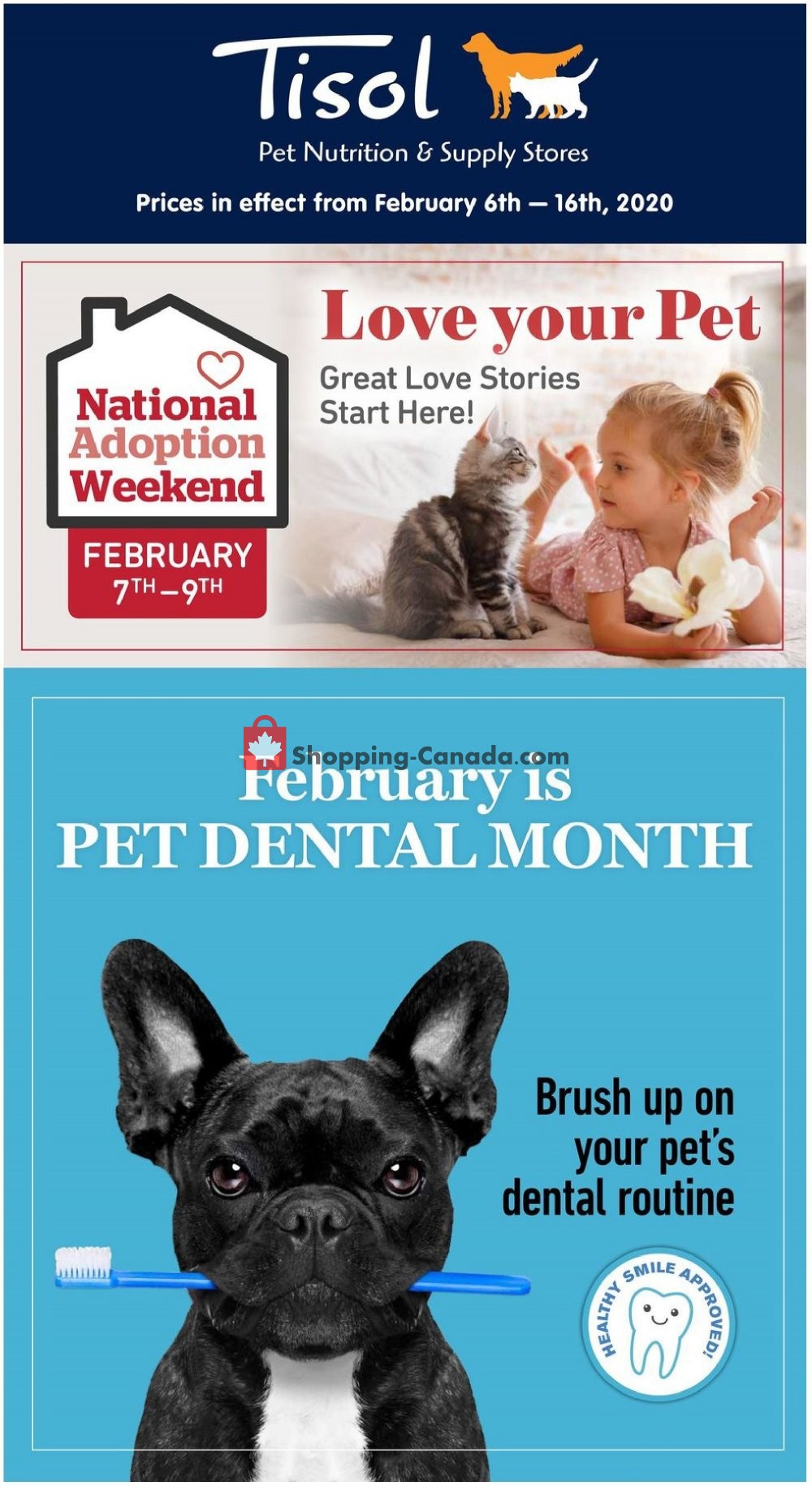 Tisol Pet Nutrition And Supply Stores flyer from Thursday February 6, 2020 to Sunday February 16, 2020 - page 1