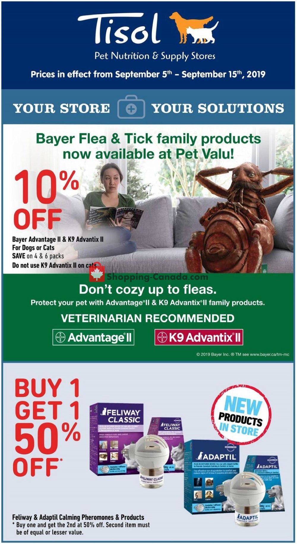 Tisol Pet Nutrition And Supply Stores flyer from Thursday September 5, 2019 to Sunday September 15, 2019 - page 1