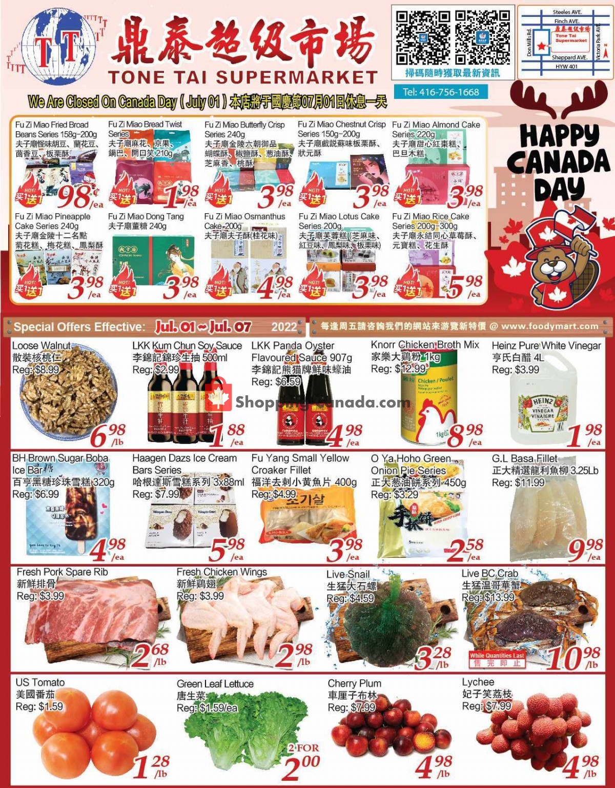 Tone Tai Supermarket flyer from Friday July 1, 2022 to Thursday July 7, 2022 - page 1