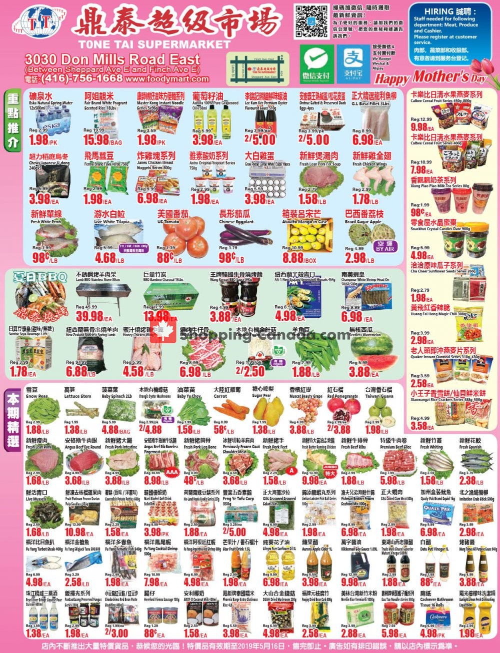 Tone Tai Supermarket flyer from Friday May 10, 2019 to Thursday May 16, 2019 - page 1