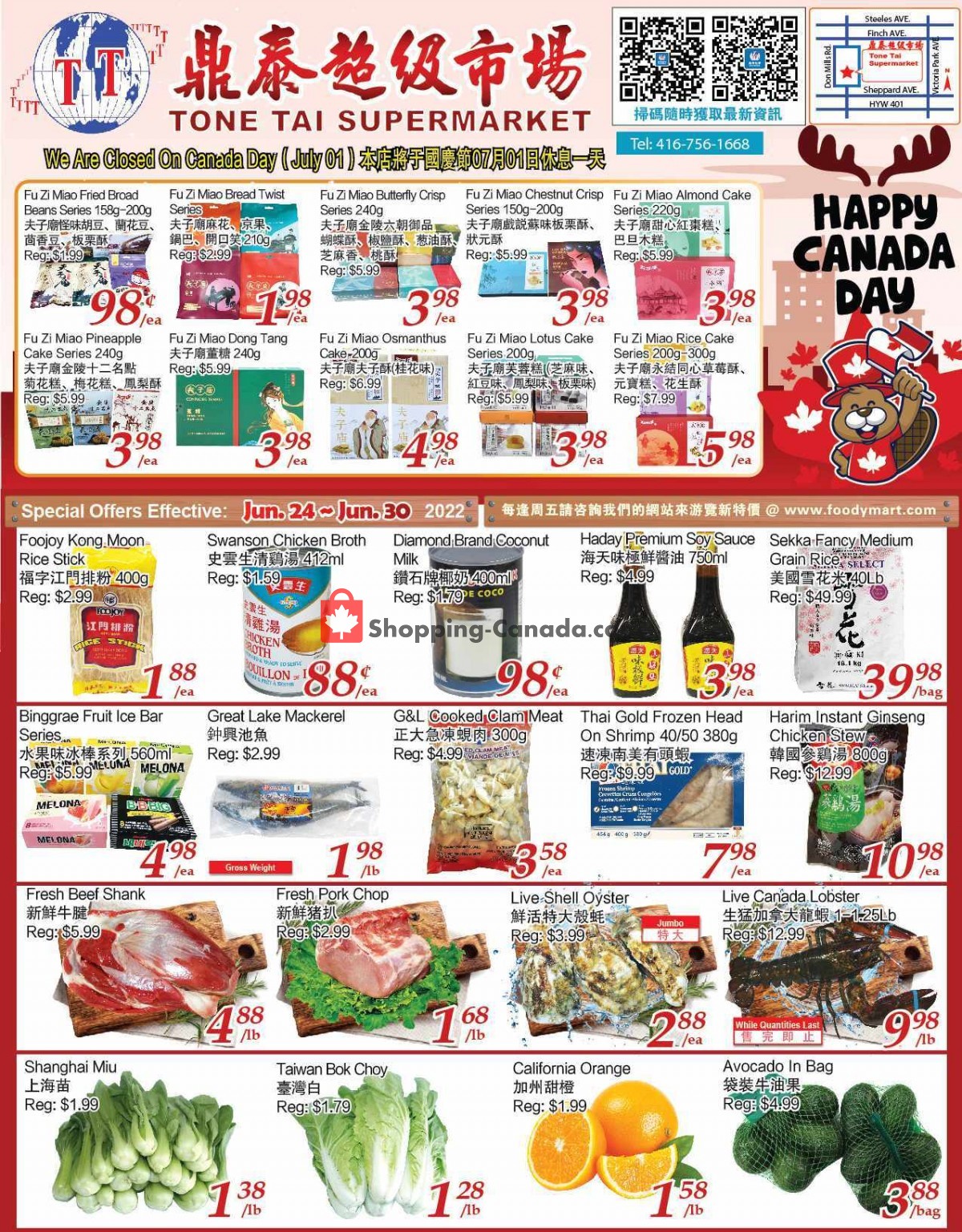 Tone Tai Supermarket flyer from Friday June 24, 2022 to Thursday June 30, 2022 - page 1
