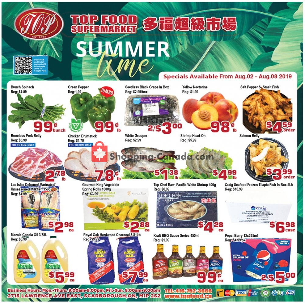 Top Food flyer from Friday August 2, 2019 to Thursday August 8, 2019 - page 1