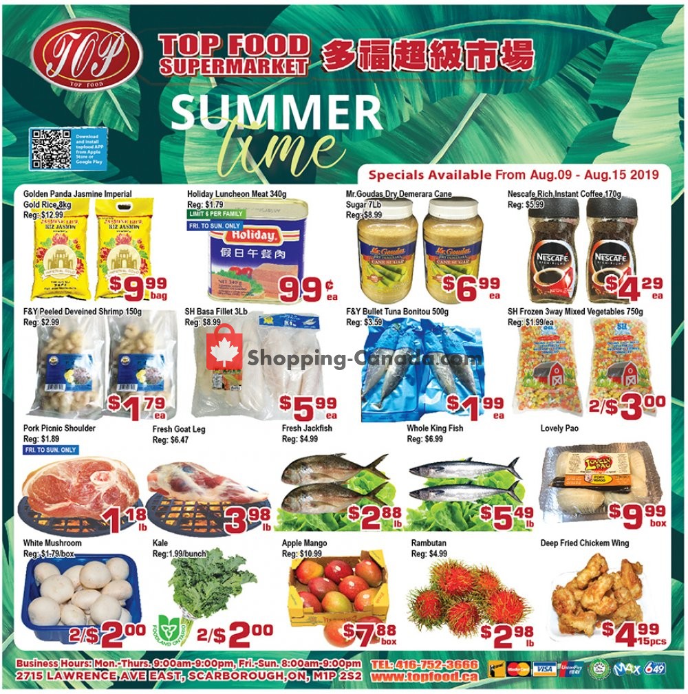 Top Food flyer from Friday August 9, 2019 to Thursday August 15, 2019 - page 1