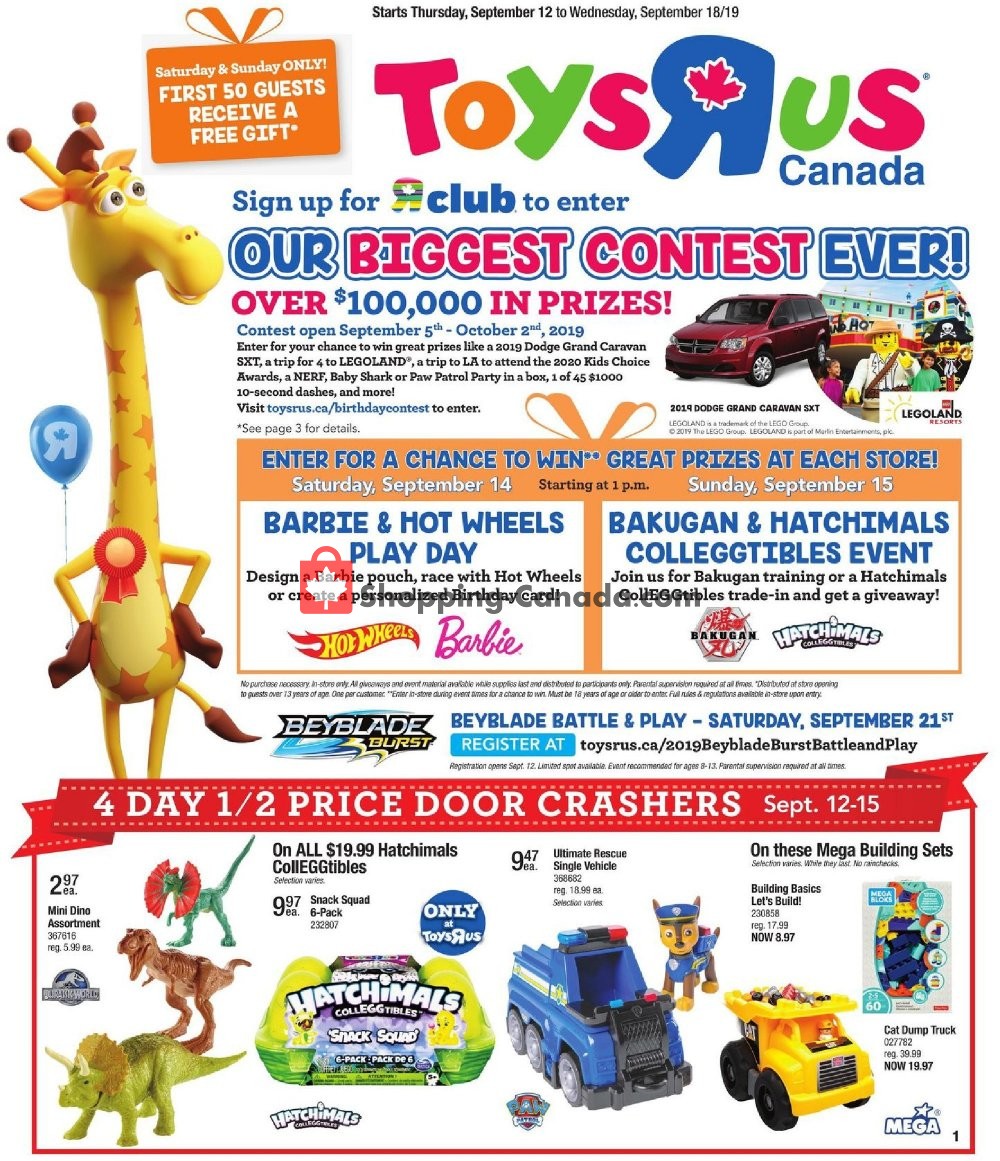 Toys R Us / Babies R Us flyer from Thursday September 12, 2019 to Wednesday September 18, 2019 - page 1