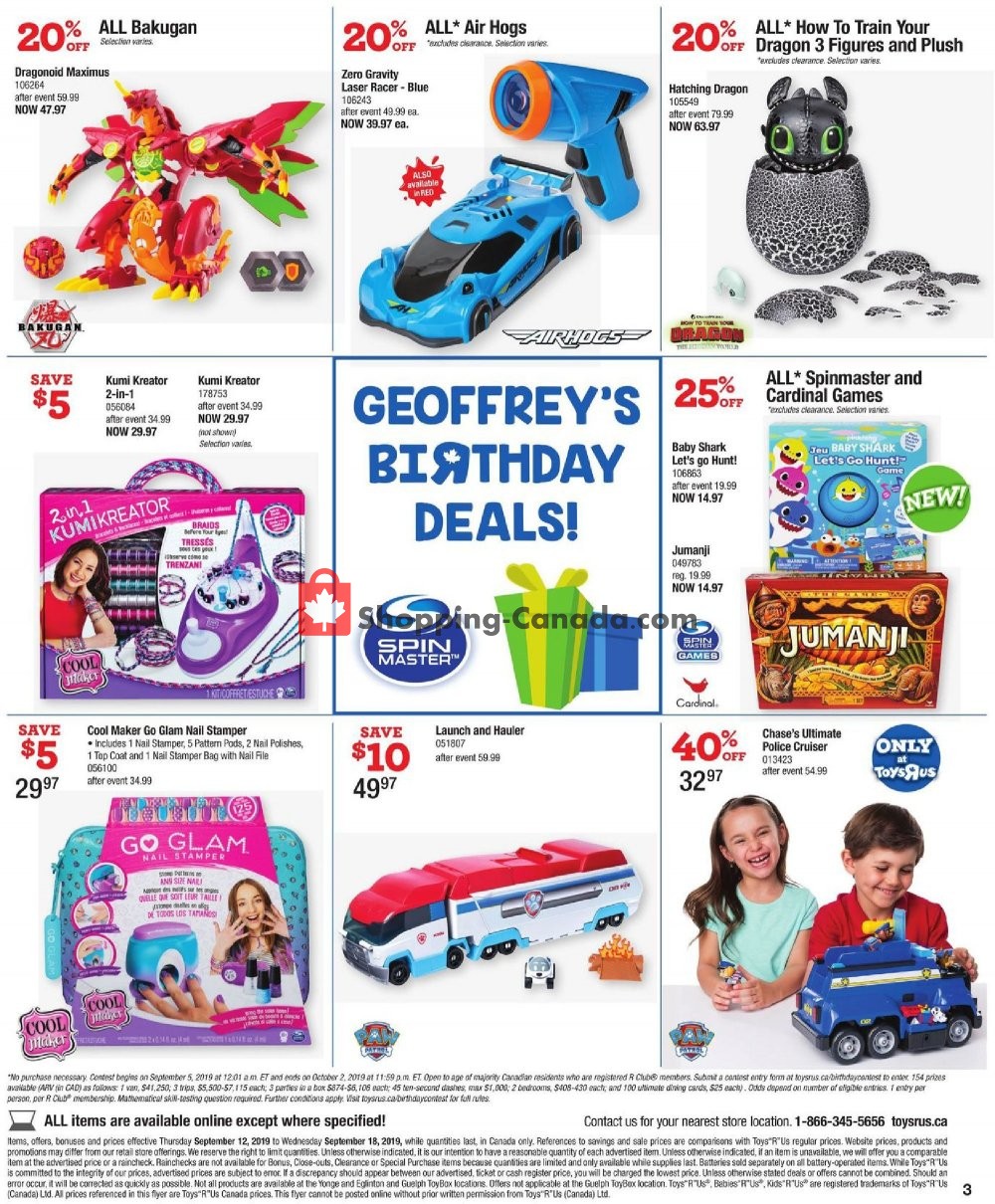 Toys R Us / Babies R Us flyer from Thursday September 12, 2019 to Wednesday September 18, 2019 - page 3